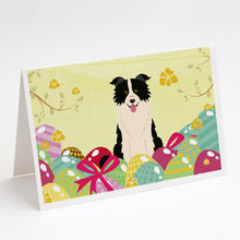 Load image into Gallery viewer, Easter Eggs Border Collie Black White Greeting Cards -  Blank Note Cards – 8-Pack of Artist-Designed Cards with Envelopes