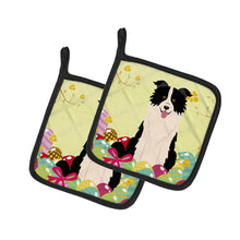 Load image into Gallery viewer, Easter Eggs Border Collie Black White Pot Holders - Set of 2 - Heat-Resistant Kitchen Essentials BB6118PTHD