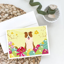 Load image into Gallery viewer, Easter Eggs Border Collie Red White Greeting Cards -  Blank Note Cards – 8-Pack of Artist-Designed Cards with Envelopes