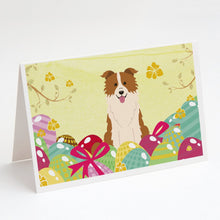 Load image into Gallery viewer, Easter Eggs Border Collie Red White Greeting Cards -  Blank Note Cards – 8-Pack of Artist-Designed Cards with Envelopes