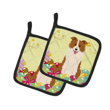 Load image into Gallery viewer, Easter Eggs Border Collie Red White Pot Holders - Set of 2 - Heat-Resistant Kitchen Essentials BB6119PTHD