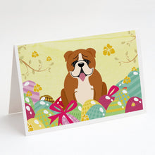 Load image into Gallery viewer, Easter Eggs English Bulldog Red White Greeting Cards -  Blank Note Cards – 8-Pack of Artist-Designed Cards with Envelopes