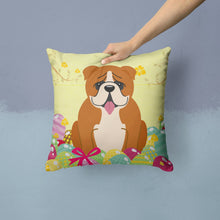 Load image into Gallery viewer, Easter Eggs English Bulldog Red White Throw Pillow - 14x14 Decorative Pillow – Art for Your Home &amp; Patio BB6120PW1414