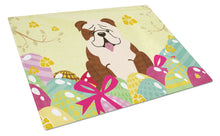 Load image into Gallery viewer, Easter Eggs English Bulldog Brindle White Glass Cutting Boards – Durable, Decorative Kitchen Art Large BB6121LCB