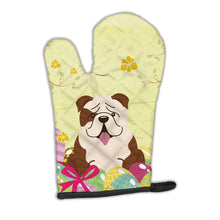Load image into Gallery viewer, Easter Eggs English Bulldog Brindle White Oven Mitt BB6121OVMT