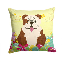 Load image into Gallery viewer, Easter Eggs English Bulldog Brindle White Throw Pillow - 14x14 Decorative Pillow – Art for Your Home &amp; Patio BB6121PW1414