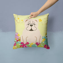 Load image into Gallery viewer, Easter Eggs English Bulldog White Throw Pillow - 14x14 Decorative Pillow – Art for Your Home &amp; Patio BB6123PW1414