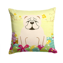 Load image into Gallery viewer, Easter Eggs English Bulldog White Throw Pillow - 14x14 Decorative Pillow – Art for Your Home &amp; Patio BB6123PW1414