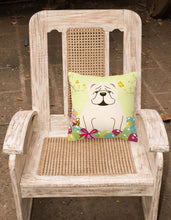 Load image into Gallery viewer, Easter Eggs English Bulldog White Fabric Decorative Pillow BB6123PW1818