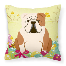Load image into Gallery viewer, Easter Eggs English Bulldog Fawn White Fabric Decorative Pillow BB6125PW1818