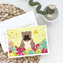 Load image into Gallery viewer, Easter Eggs English Bulldog Grey Brindle  Greeting Cards -  Blank Note Cards – 8-Pack of Artist-Designed Cards with Envelopes