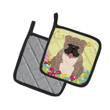 Load image into Gallery viewer, Easter Eggs English Bulldog Grey Brindle Pot Holders - Set of 2 - Heat-Resistant Kitchen Essentials BB6126PTHD