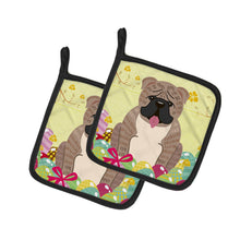 Load image into Gallery viewer, Easter Eggs English Bulldog Grey Brindle Pot Holders - Set of 2 - Heat-Resistant Kitchen Essentials BB6126PTHD