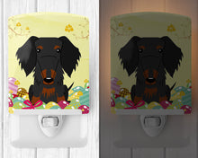 Load image into Gallery viewer, Easter Eggs Wire Haired Dachshund Black Tan Ceramic Night Light BB6127CNL