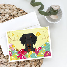 Load image into Gallery viewer, Easter Eggs Wire Haired Dachshund Black Tan Greeting Cards -  Blank Note Cards – 8-Pack of Artist-Designed Cards with Envelopes