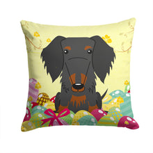 Load image into Gallery viewer, Easter Eggs Wire Haired Dachshund Black Tan Throw Pillow - 14x14 Decorative Pillow – Art for Your Home &amp; Patio BB6127PW1414