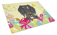 Load image into Gallery viewer, Easter Eggs Wire Haired Dachshund Dapple Glass Cutting Boards – Durable, Decorative Kitchen Art Large BB6128LCB