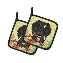 Load image into Gallery viewer, Easter Eggs Wire Haired Dachshund Dapple Pot Holders - Set of 2 - Heat-Resistant Kitchen Essentials BB6128PTHD