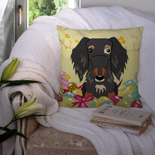 Load image into Gallery viewer, Easter Eggs Wire Haired Dachshund Dapple Throw Pillow - 14x14 Decorative Pillow – Art for Your Home &amp; Patio BB6128PW1414