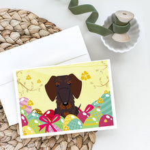 Load image into Gallery viewer, Easter Eggs Wire Haired Dachshund Chocolate Greeting Cards -  Blank Note Cards – 8-Pack of Artist-Designed Cards with Envelopes