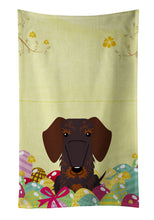 Load image into Gallery viewer, Easter Eggs Wire Haired Dachshund Chocolate Kitchen Towel – Artistic Dish Towel for Everyday Use BB6129KTWL