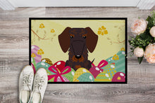 Load image into Gallery viewer, Easter Eggs Wire Haired Dachshund Chocolate Doormat - 18x27 Decorative Floor Mat – Indoor/Outdoor Rug with Artistic Flair BB6129MAT