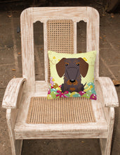 Load image into Gallery viewer, Easter Eggs Wire Haired Dachshund Chocolate Fabric Decorative Pillow BB6129PW1818