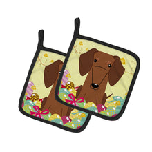 Load image into Gallery viewer, Easter Eggs Dachshund Red Brown Pot Holders - Set of 2 - Heat-Resistant Kitchen Essentials BB6130PTHD