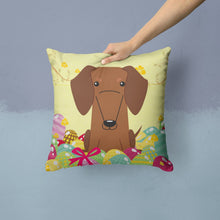Load image into Gallery viewer, Easter Eggs Dachshund Red Brown Throw Pillow - 14x14 Decorative Pillow – Art for Your Home &amp; Patio BB6130PW1414