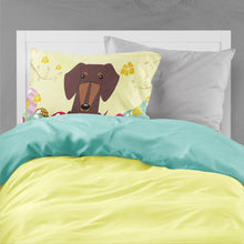 Load image into Gallery viewer, Easter Eggs Dachshund Chocolate Fabric Standard Pillowcase – Artistic Decorative Front, White Back BB6131PILLOWCASE