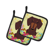 Load image into Gallery viewer, Easter Eggs Dachshund Chocolate Pot Holders - Set of 2 - Heat-Resistant Kitchen Essentials BB6131PTHD