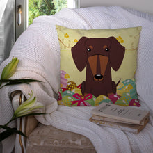 Load image into Gallery viewer, Easter Eggs Dachshund Chocolate Throw Pillow - 14x14 Decorative Pillow – Art for Your Home &amp; Patio BB6131PW1414