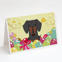Load image into Gallery viewer, Easter Eggs Dachshund Black Tan Greeting Cards -  Blank Note Cards – 8-Pack of Artist-Designed Cards with Envelopes