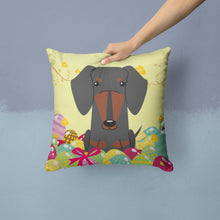 Load image into Gallery viewer, Easter Eggs Dachshund Black Tan Throw Pillow - 14x14 Decorative Pillow – Art for Your Home &amp; Patio BB6132PW1414