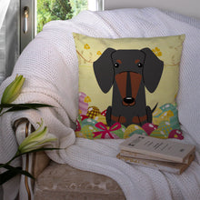 Load image into Gallery viewer, Easter Eggs Dachshund Black Tan Throw Pillow - 14x14 Decorative Pillow – Art for Your Home &amp; Patio BB6132PW1414