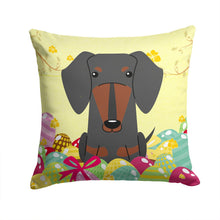 Load image into Gallery viewer, Easter Eggs Dachshund Black Tan Throw Pillow - 14x14 Decorative Pillow – Art for Your Home &amp; Patio BB6132PW1414