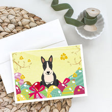 Load image into Gallery viewer, Easter Eggs Bull Terrier Black White Greeting Cards -  Blank Note Cards – 8-Pack of Artist-Designed Cards with Envelopes