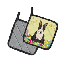 Load image into Gallery viewer, Easter Eggs Bull Terrier Black White Pot Holders - Set of 2 - Heat-Resistant Kitchen Essentials BB6133PTHD