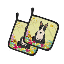 Load image into Gallery viewer, Easter Eggs Bull Terrier Black White Pot Holders - Set of 2 - Heat-Resistant Kitchen Essentials BB6133PTHD