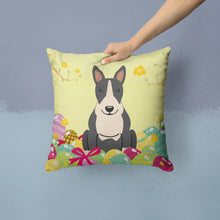 Load image into Gallery viewer, Easter Eggs Bull Terrier Black White Throw Pillow - 14x14 Decorative Pillow – Art for Your Home &amp; Patio BB6133PW1414