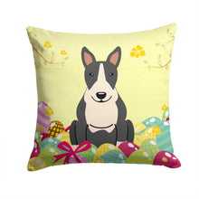 Load image into Gallery viewer, Easter Eggs Bull Terrier Black White Throw Pillow - 14x14 Decorative Pillow – Art for Your Home &amp; Patio BB6133PW1414