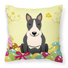 Load image into Gallery viewer, Easter Eggs Bull Terrier Black White Fabric Decorative Pillow BB6133PW1818