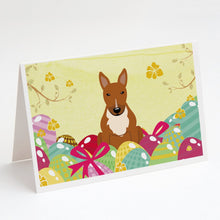 Load image into Gallery viewer, Easter Eggs Bull Terrier Red Greeting Cards -  Blank Note Cards – 8-Pack of Artist-Designed Cards with Envelopes