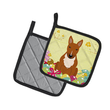 Load image into Gallery viewer, Easter Eggs Bull Terrier Red Pot Holders - Set of 2 - Heat-Resistant Kitchen Essentials BB6134PTHD