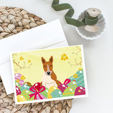 Load image into Gallery viewer, Easter Eggs Bull Terrier Red White Greeting Cards -  Blank Note Cards – 8-Pack of Artist-Designed Cards with Envelopes