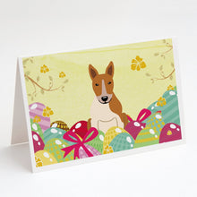 Load image into Gallery viewer, Easter Eggs Bull Terrier Red White Greeting Cards -  Blank Note Cards – 8-Pack of Artist-Designed Cards with Envelopes