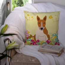 Load image into Gallery viewer, Easter Eggs Bull Terrier Red White Throw Pillow - 14x14 Decorative Pillow – Art for Your Home &amp; Patio BB6135PW1414