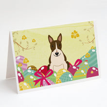 Load image into Gallery viewer, Easter Eggs Bull Terrier Dark Brindle Greeting Cards -  Blank Note Cards – 8-Pack of Artist-Designed Cards with Envelopes