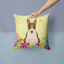 Load image into Gallery viewer, Easter Eggs Bull Terrier Dark Brindle Throw Pillow - 14x14 Decorative Pillow – Art for Your Home &amp; Patio BB6136PW1414