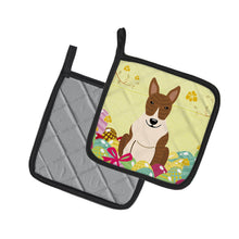Load image into Gallery viewer, Easter Eggs Bull Terrier Brindle Pot Holders - Set of 2 - Heat-Resistant Kitchen Essentials BB6137PTHD